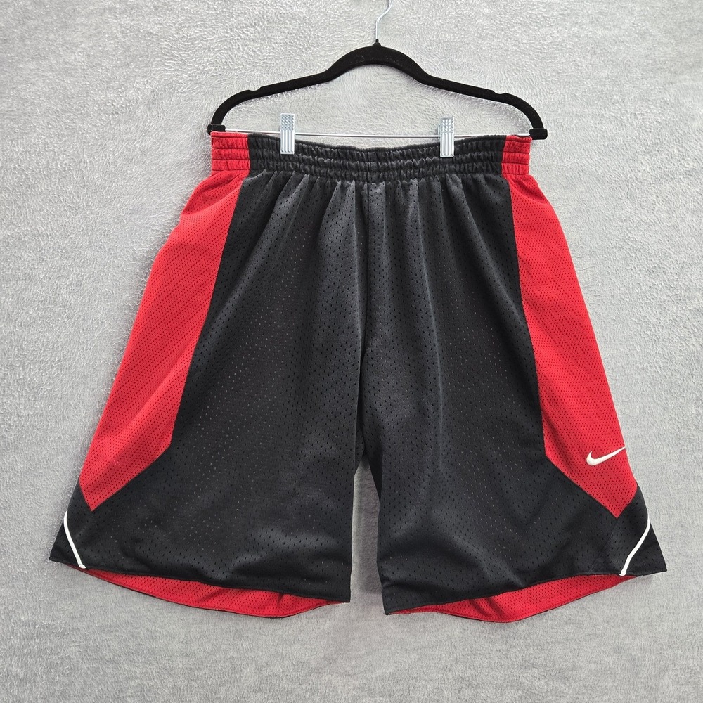 VINTAGE Nike Men Activewear Shorts 30 Red Black Swoosh Embroidery Reversible Y2K